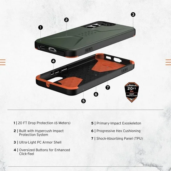 Cover Samsung S22 Plus Civilian Case Uag - Olive